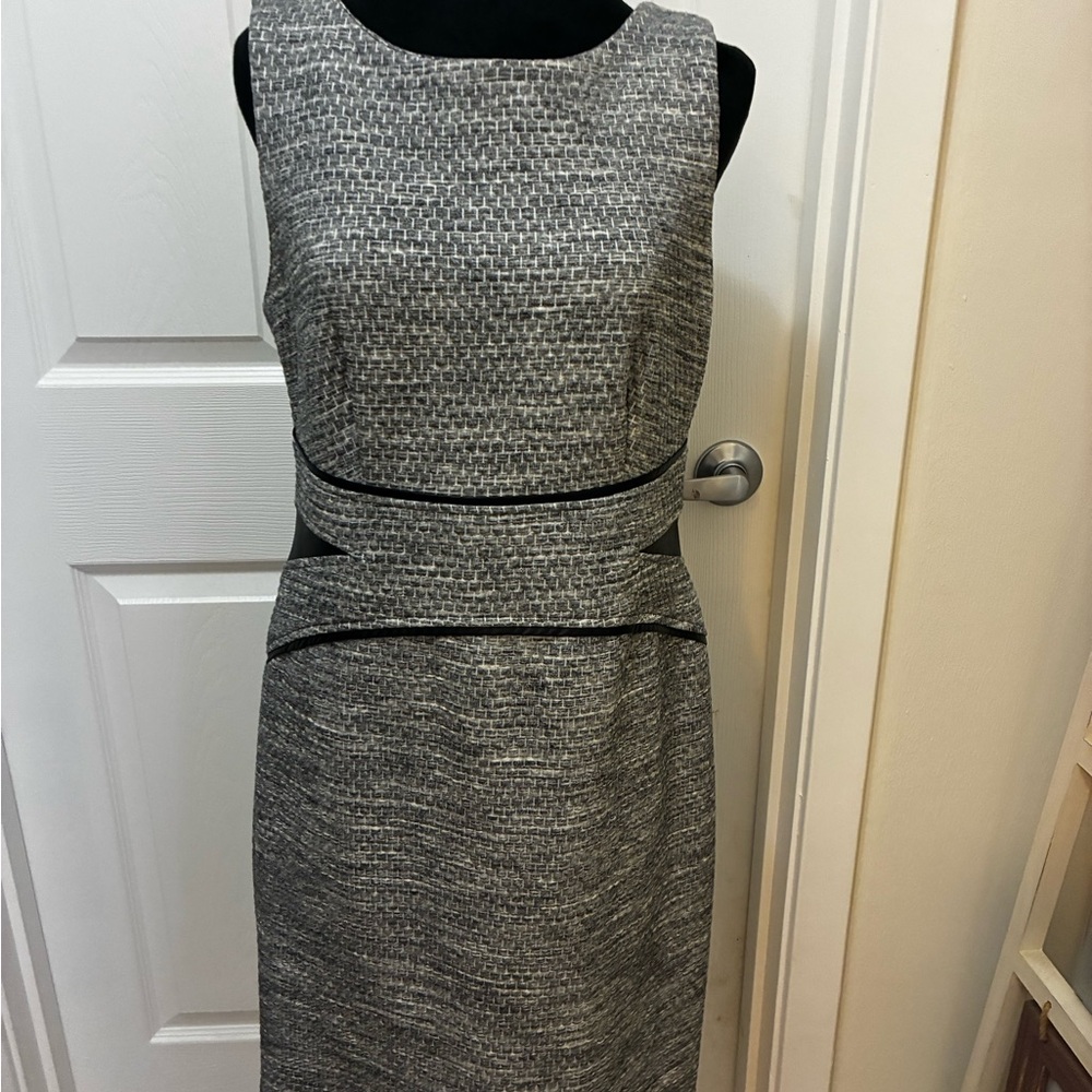Liz Claiborne Black and Gray Midi Dress